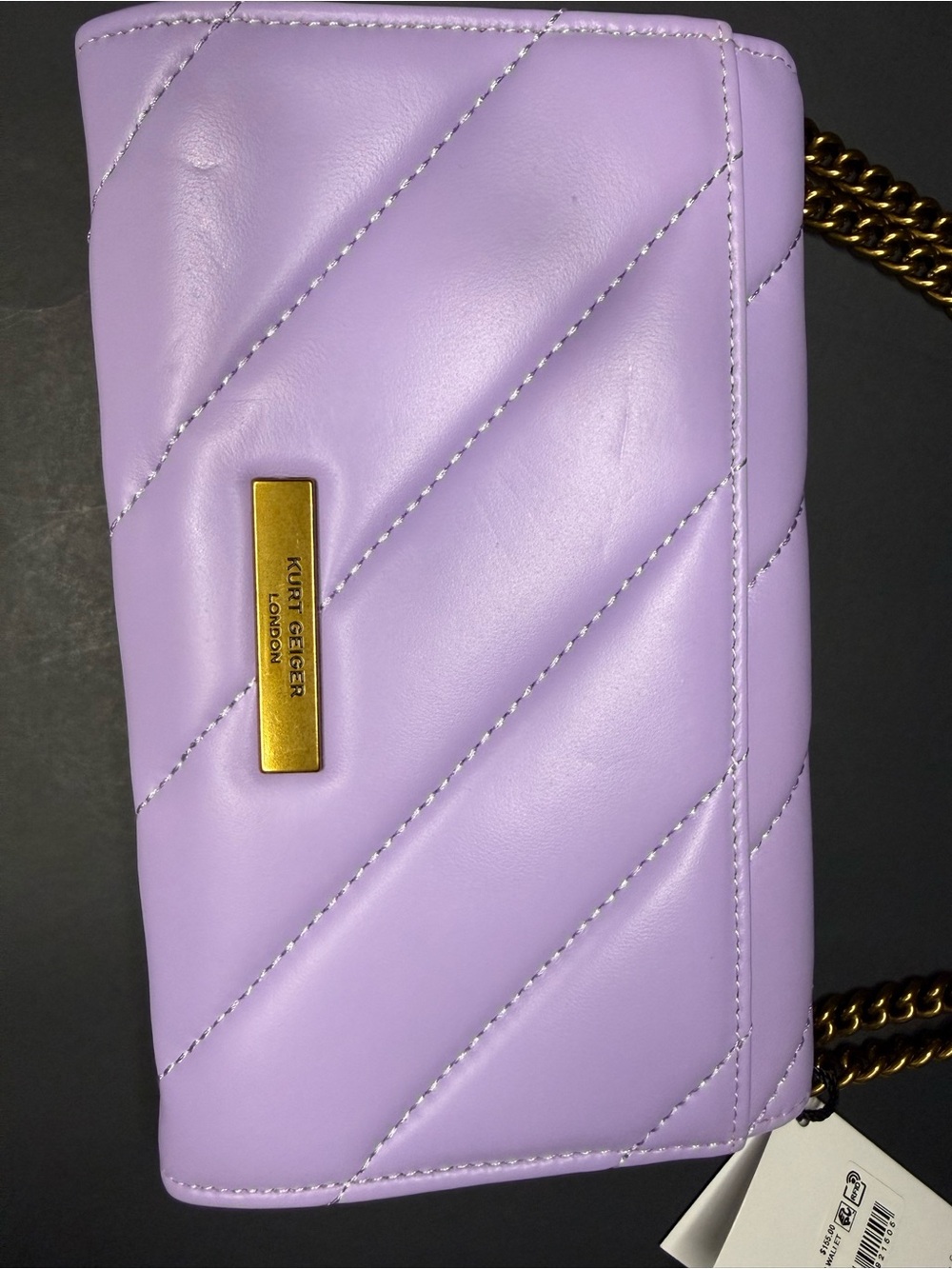 NWT Kurt Geiger London Lilac Quilted Eagle Head Crossbody/Wallet - Picture 9 of 13